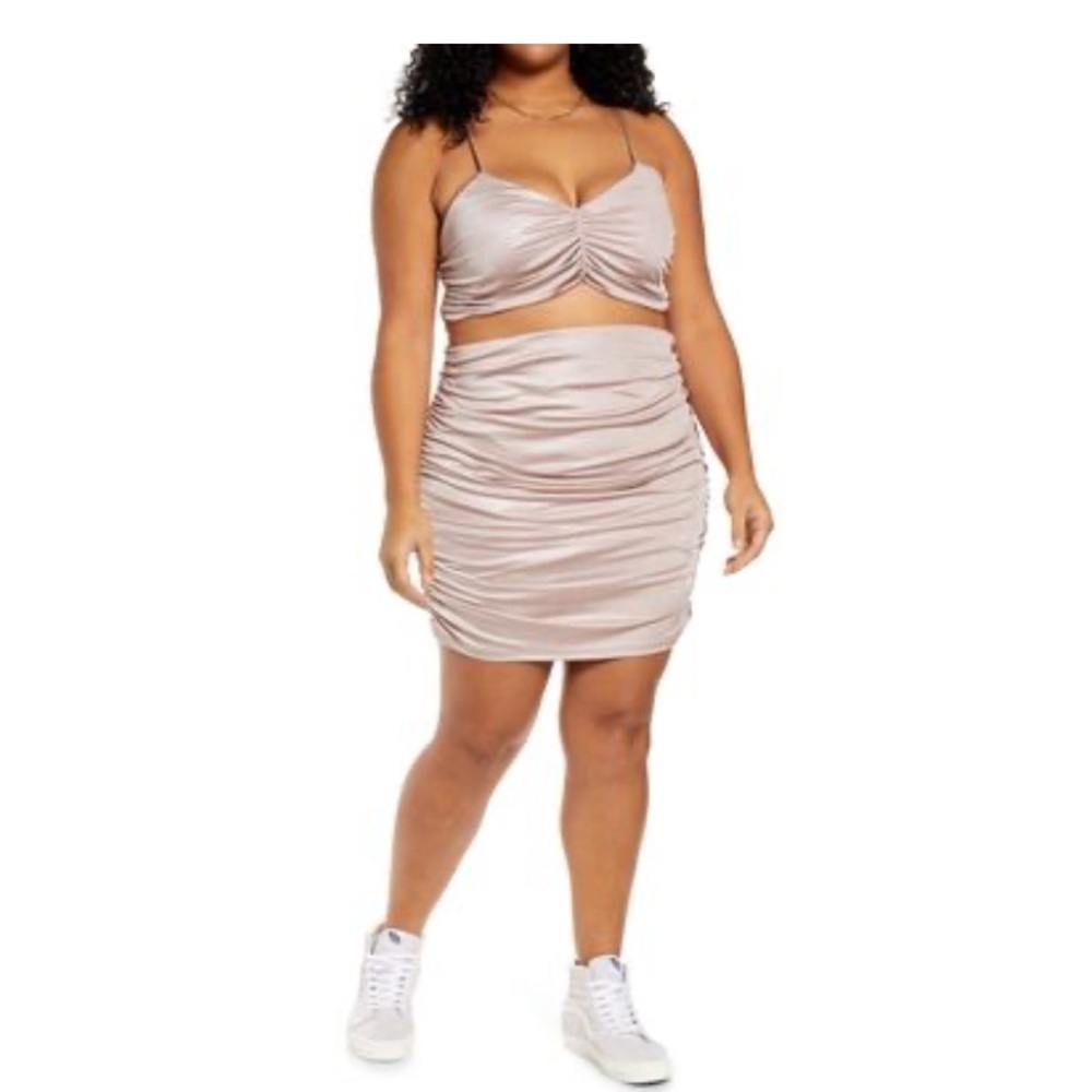 BP. Ruched Cutout Minidress in Pink Light Plus Size x3